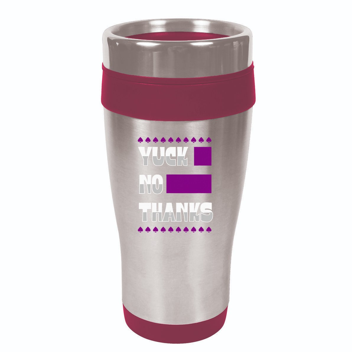 Yuck No Thanks Ace Symbol Funny Asexual Pride 16oz Travel Tumbler