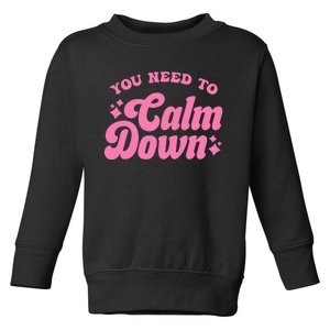 You Need To Calm Down Groovy Retro Cute Funny Toddler Sweatshirt