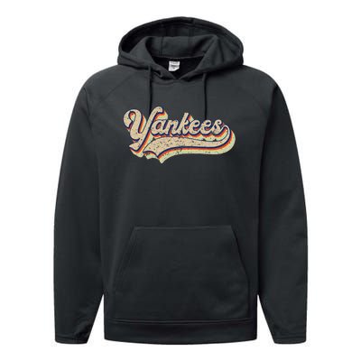 Y.A.N.K.E.E.S Name Vintage Retro Baseball Lovers Performance Fleece Hoodie