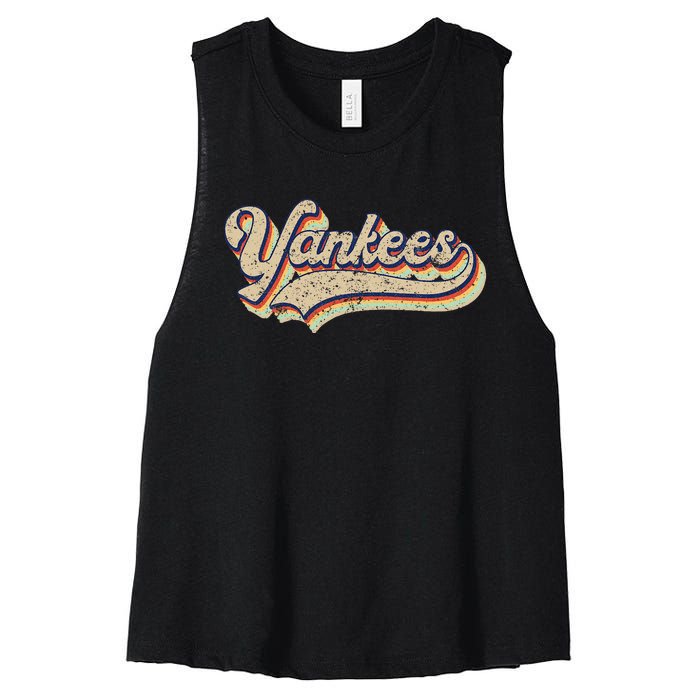 Y.A.N.K.E.E.S Name Vintage Retro Baseball Lovers Women's Racerback Cropped Tank