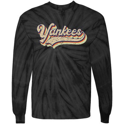 Y.A.N.K.E.E.S Name Vintage Retro Baseball Lovers Tie-Dye Long Sleeve Shirt