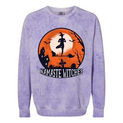 Yoga Namaste Witches Halloween Gift Colorblast Crewneck Sweatshirt