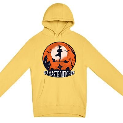 Yoga Namaste Witches Halloween Gift Premium Pullover Hoodie