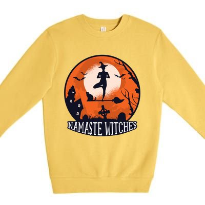 Yoga Namaste Witches Halloween Gift Premium Crewneck Sweatshirt