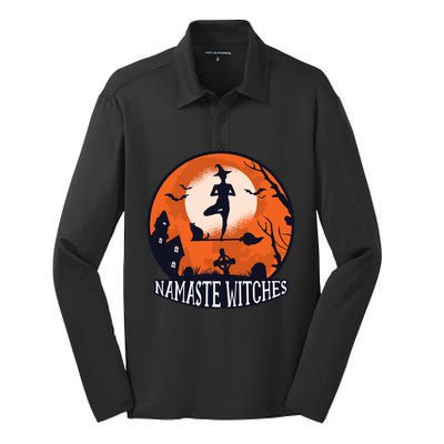 Yoga Namaste Witches Halloween Gift Silk Touch Performance Long Sleeve Polo