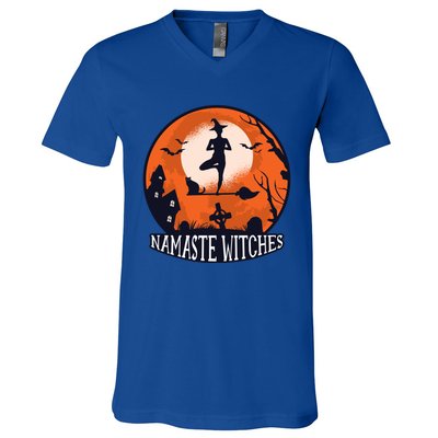 Yoga Namaste Witches Halloween Gift V-Neck T-Shirt