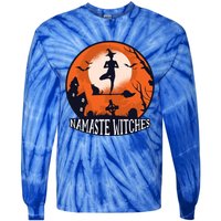 Yoga Namaste Witches Halloween Gift Tie-Dye Long Sleeve Shirt