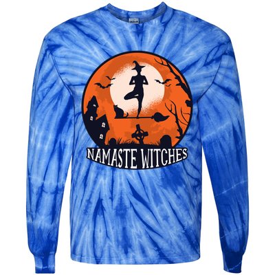 Yoga Namaste Witches Halloween Gift Tie-Dye Long Sleeve Shirt