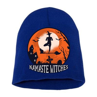 Yoga Namaste Witches Halloween Gift Short Acrylic Beanie