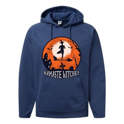 Yoga Namaste Witches Halloween Gift Performance Fleece Hoodie