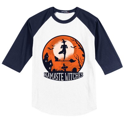 Yoga Namaste Witches Halloween Gift Baseball Sleeve Shirt