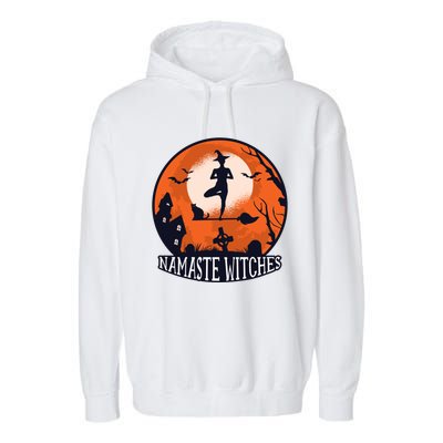 Yoga Namaste Witches Halloween Gift Garment-Dyed Fleece Hoodie