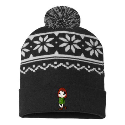 Yoshitomo Nara Walking Girl Painting USA-Made Snowflake Beanie