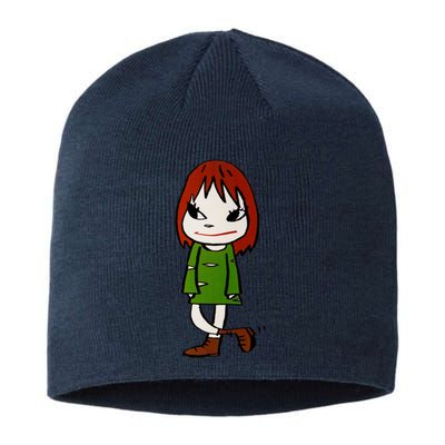 Yoshitomo Nara Walking Girl Painting Sustainable Beanie