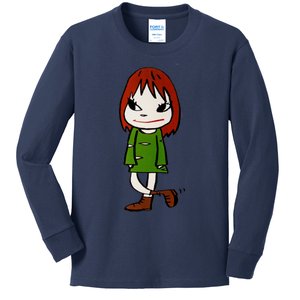 Yoshitomo Nara Walking Girl Painting Kids Long Sleeve Shirt