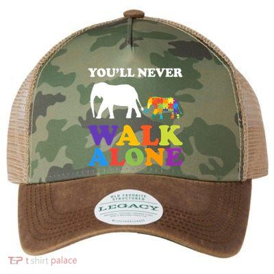 Youll Never Walk Alone Autism Awareness Elephant Legacy Tie Dye Trucker Hat
