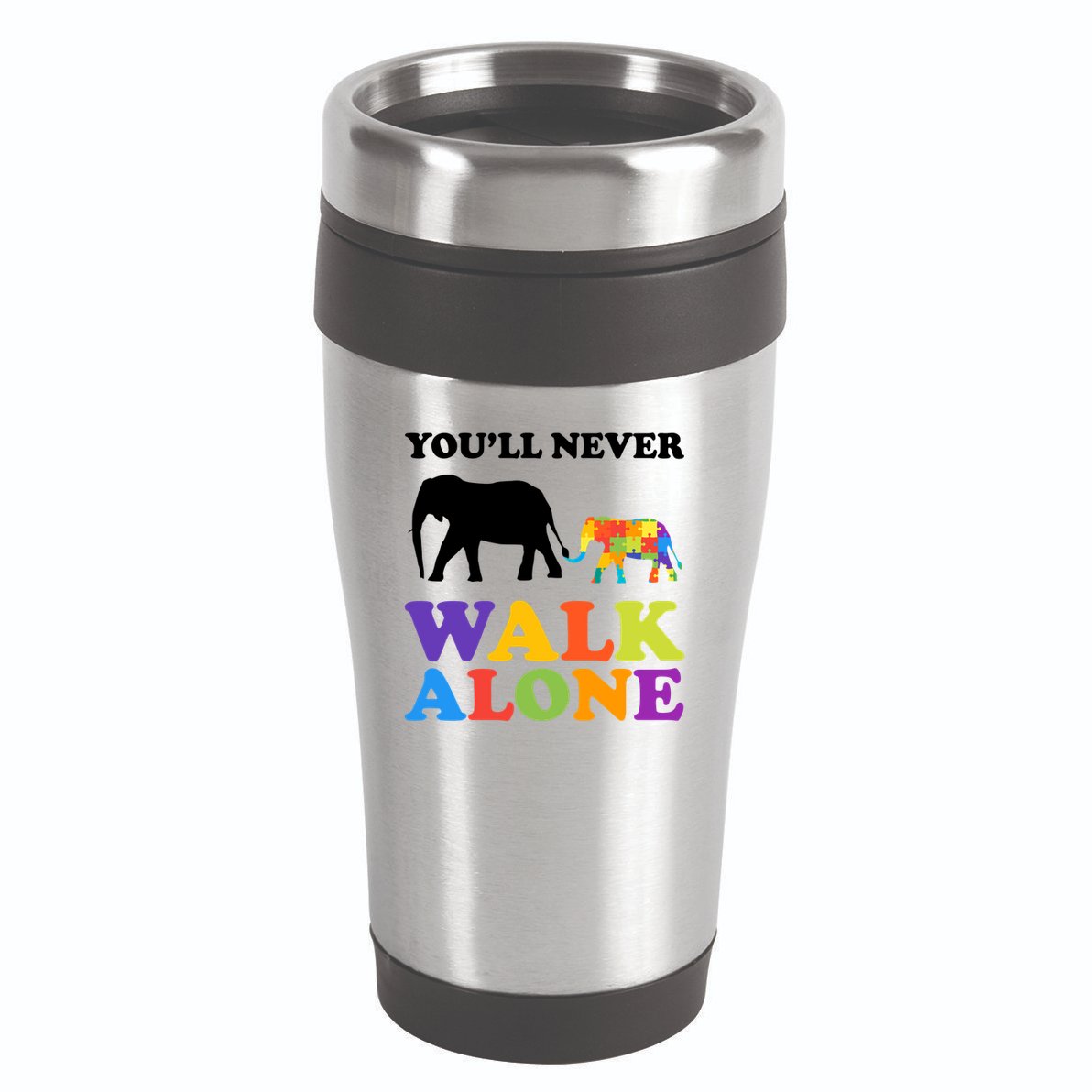 Youll Never Walk Alone Autism Awareness Elephant 16oz Travel Tumbler