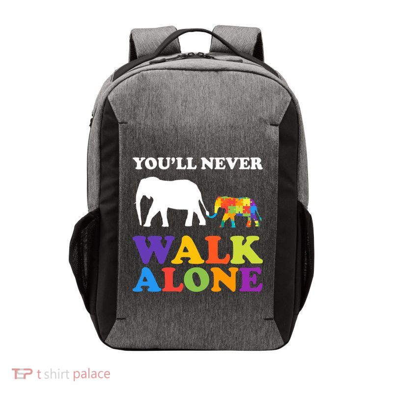 Youll Never Walk Alone Autism Awareness Elephant Vector Backpack