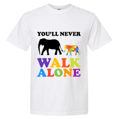 Youll Never Walk Alone Autism Awareness Elephant Garment-Dyed Heavyweight T-Shirt