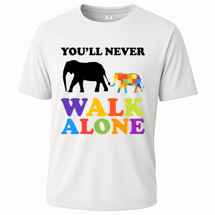 Youll Never Walk Alone Autism Awareness Elephant Cooling Performance Crew T-Shirt