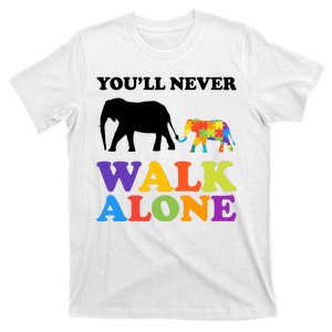 Youll Never Walk Alone Autism Awareness Elephant T-Shirt