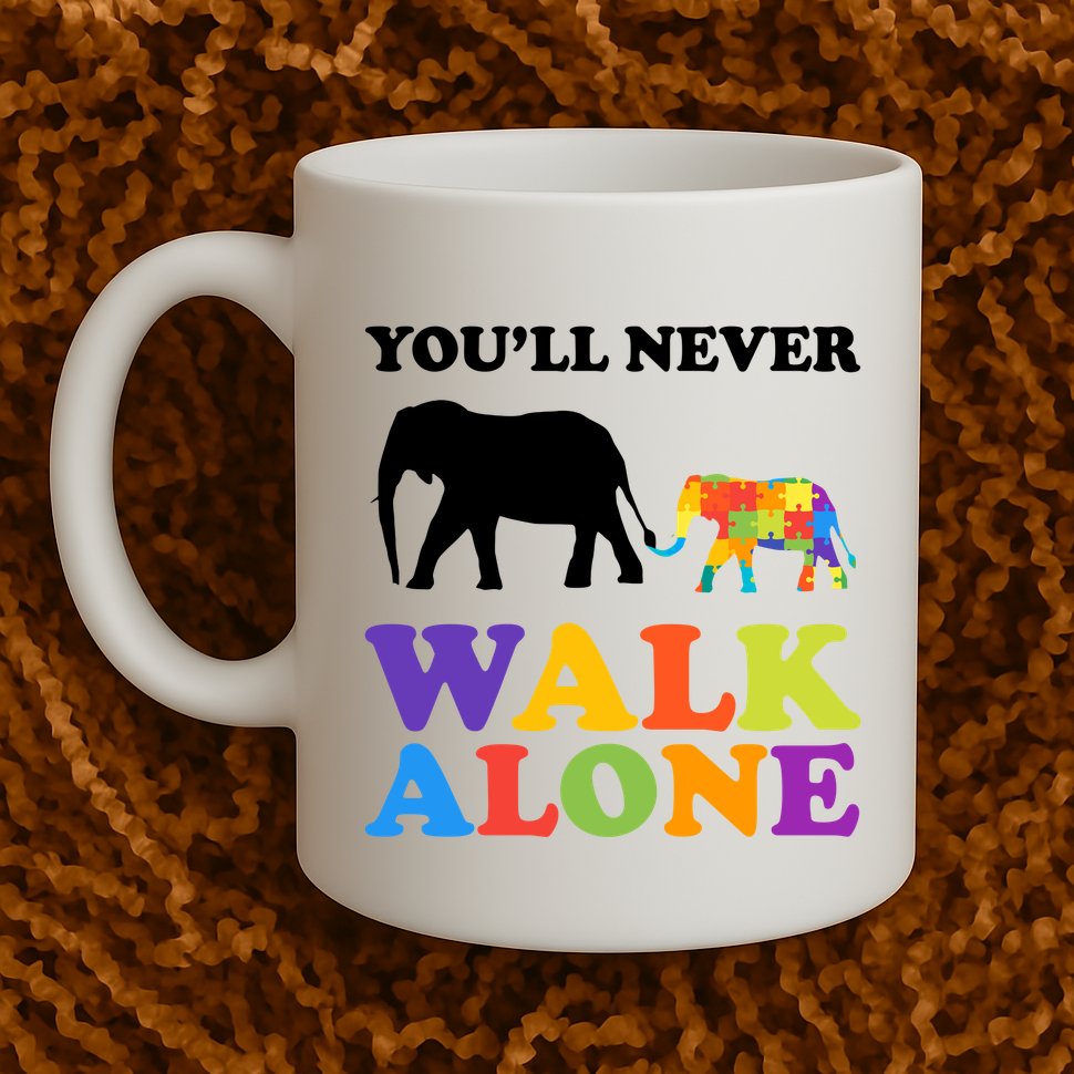 Youll Never Walk Alone Autism Awareness Elephant Mug