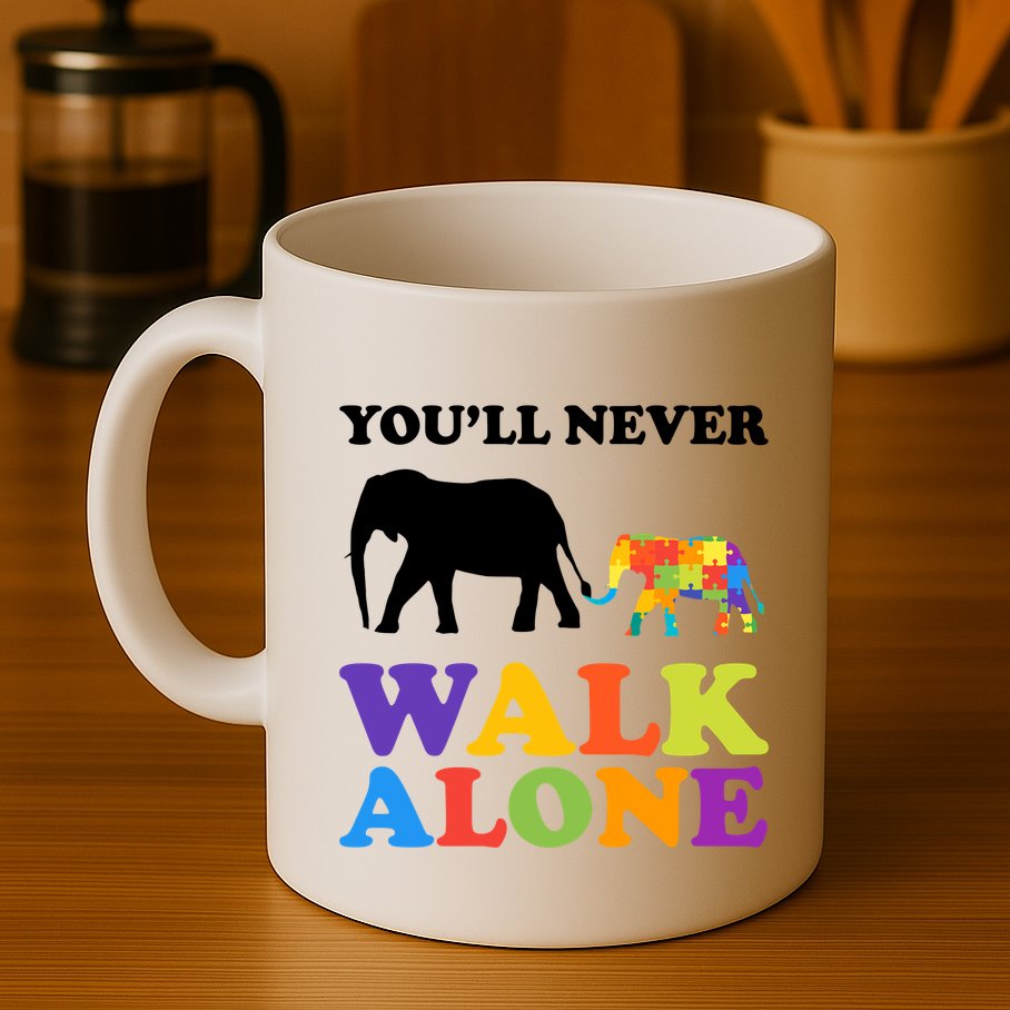 Youll Never Walk Alone Autism Awareness Elephant Mug