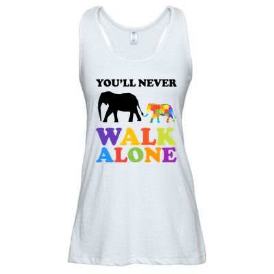 Youll Never Walk Alone Autism Awareness Elephant Ladies Essential Flowy Tank