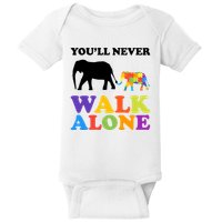 Youll Never Walk Alone Autism Awareness Elephant Baby Bodysuit
