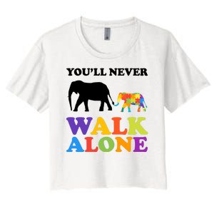 Youll Never Walk Alone Autism Awareness Elephant Women's Crop Top Tee