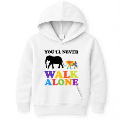 Youll Never Walk Alone Autism Awareness Elephant Kids Hoodie