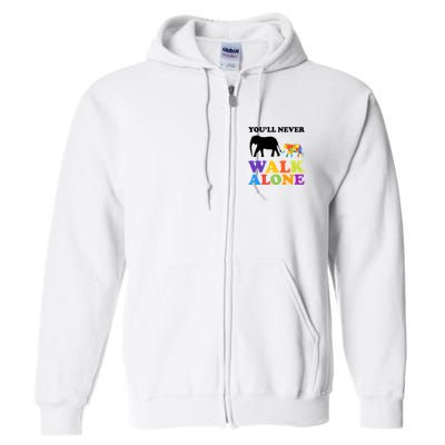 Youll Never Walk Alone Autism Awareness Elephant Full Zip Hoodie