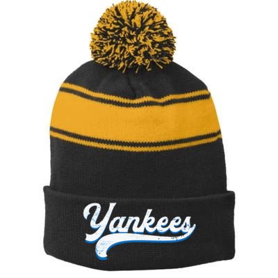 Y.A.N.K.E.E.S Nickname Stripe Pom Pom Beanie