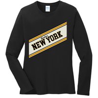 Yonkers New York Varsity Logo Ladies Long Sleeve Shirt