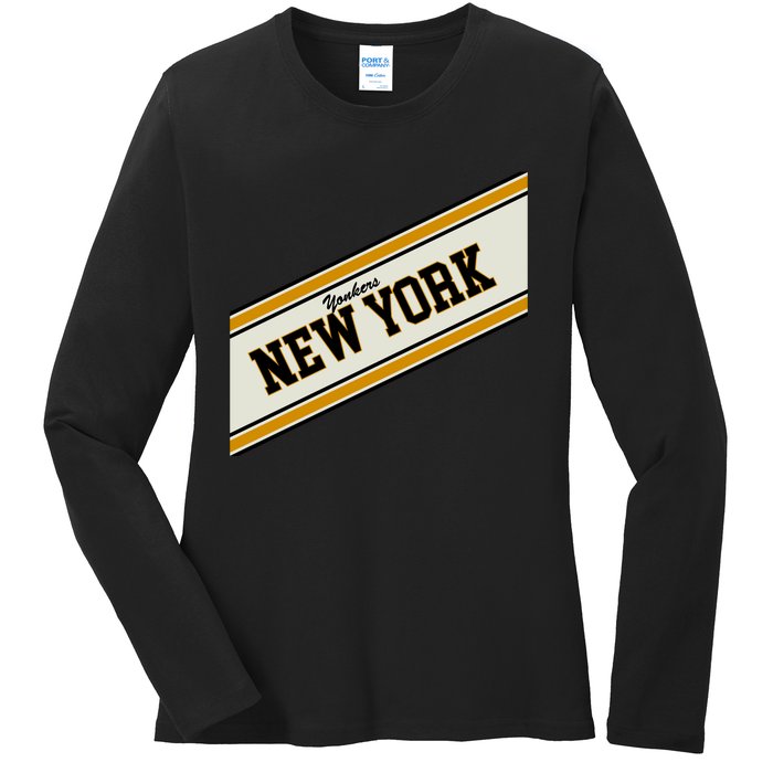 Yonkers New York Varsity Logo Ladies Long Sleeve Shirt