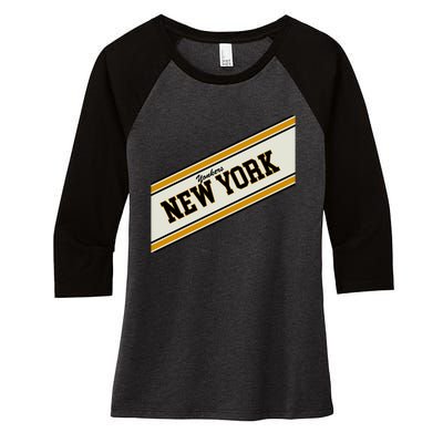 Yonkers New York Varsity Logo Women's Tri-Blend 3/4-Sleeve Raglan Shirt