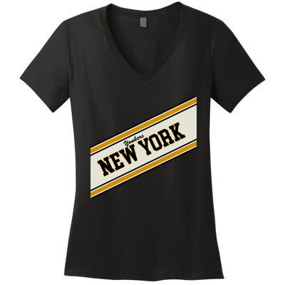 Yonkers New York Varsity Logo Women's V-Neck T-Shirt