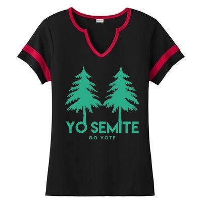 Yo Semite Go Vote Anti Trump Ladies Halftime Notch Neck Tee