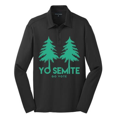 Yo Semite Go Vote Anti Trump Silk Touch Performance Long Sleeve Polo