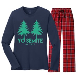 Yo Semite Go Vote Anti Trump Women's Long Sleeve Flannel Pajama Set 