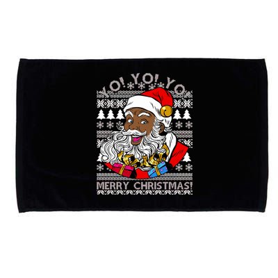 Yo Yo Yo Ho Ho Ho Black Santa Claus Ugly Christmas Microfiber Hand Towel