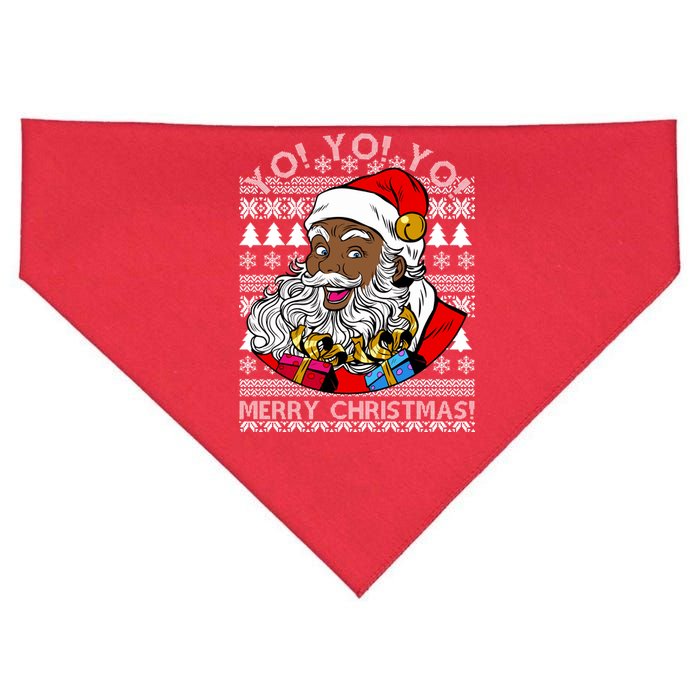 Yo Yo Yo Ho Ho Ho Black Santa Claus Ugly Christmas USA-Made Doggie Bandana