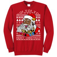 Yo Yo Yo Ho Ho Ho Black Santa Claus Ugly Christmas Sweatshirt