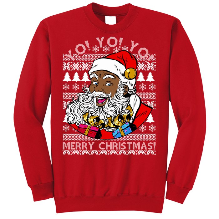 Yo Yo Yo Ho Ho Ho Black Santa Claus Ugly Christmas Sweatshirt