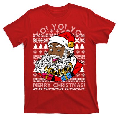 Yo Yo Yo Ho Ho Ho Black Santa Claus Ugly Christmas T-Shirt