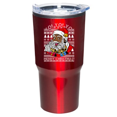 Yo Yo Yo Ho Ho Ho Black Santa Claus Ugly Christmas Tumbler