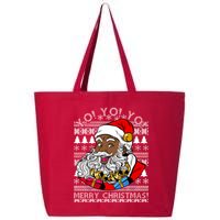 Yo Yo Yo Ho Ho Ho Black Santa Claus Ugly Christmas 25L Jumbo Tote