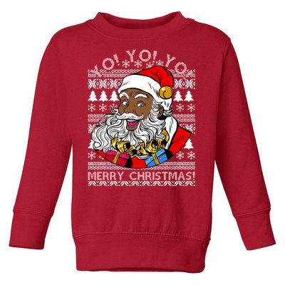 Yo Yo Yo Ho Ho Ho Black Santa Claus Ugly Christmas Toddler Sweatshirt