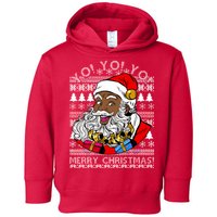 Yo Yo Yo Ho Ho Ho Black Santa Claus Ugly Christmas Toddler Hoodie