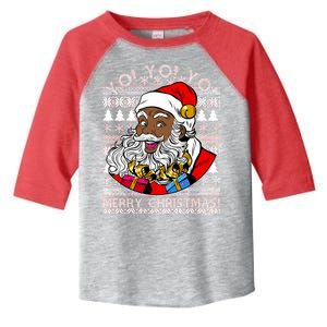 Yo Yo Yo Ho Ho Ho Black Santa Claus Ugly Christmas Toddler Fine Jersey T-Shirt